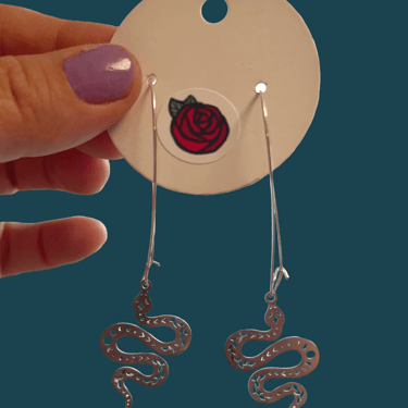 Silver Snake Dangly Earrings