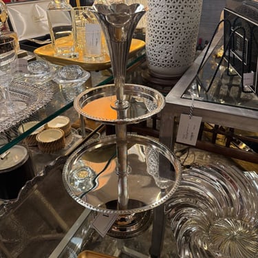 Vintage two tiered server with trumpet vase top
