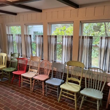Vintage Mismatched Painted Dining Chairs Set | Colorful Farmhouse Kitchen Chairs | Cottagecore | Boho | Eclectic Dining Room | set of 6 