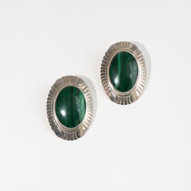 Vintage Sterling and Malachite Western Earrings