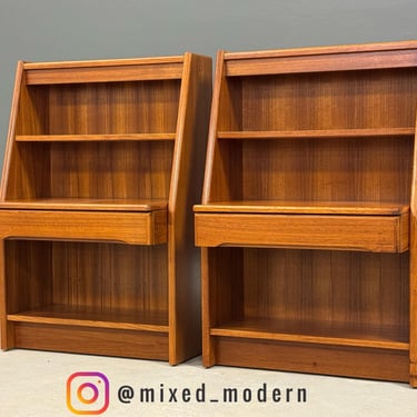 Danish Modern Tall Teak Nightstands - A Pair 