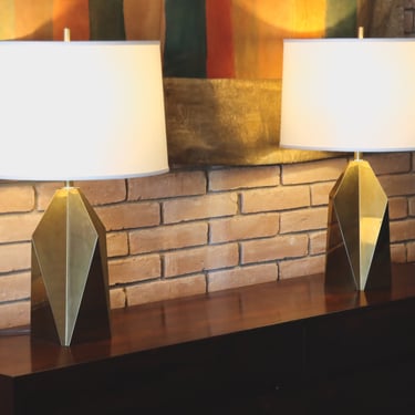 Pair of Architectural Brass Lamps