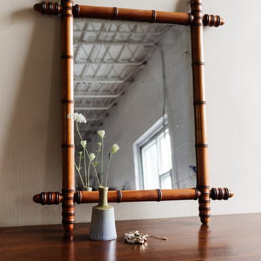1930s french faux bamboo mirror