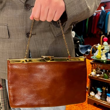 50's-60's Etra Cognac Brown Convertible Clutch