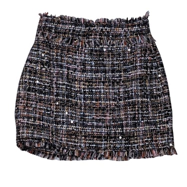Ramy Brook - Black & Multicolor Sequin Tweed Mini Skirt Sz 0