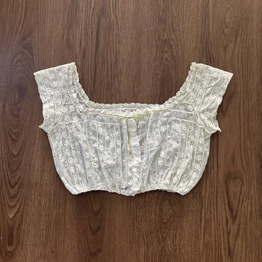 Antique lace corset cover . vintage lace top . size xs to small 