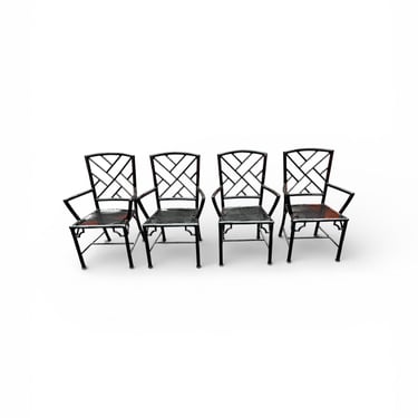 Vintage Meadowcraft faux bamboo cast aluminum chairs 