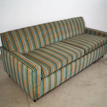 1960&rsquo;s Mid-Century Modern Velvet Sofa Bed W New Mattress 