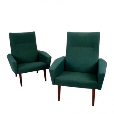 Pair of High Back Lounge Chairs, 1960s