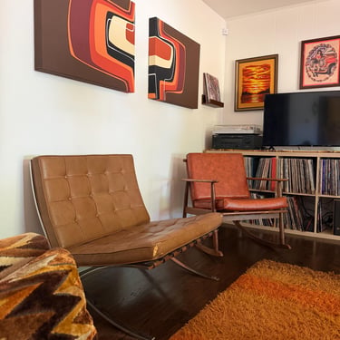 Vintage Pavilion Chair attrb to Knoll Barcelona Chair 