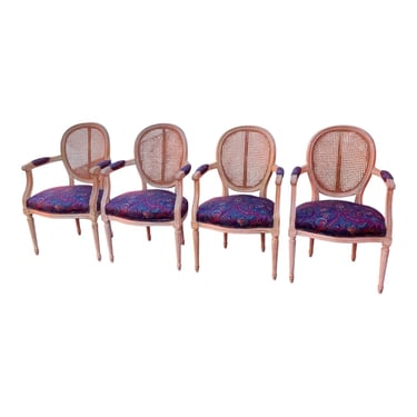 Set of four Vintage Louis XVI Dining Chairs – Custom Design- great fabric 