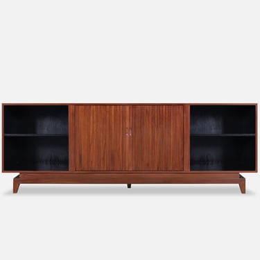 Mid-Century Modern Walnut Tambour Door Credenza