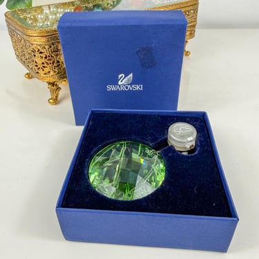 Swarovski Green Glass Pendant, Bamboo Window home decor - Damaged 