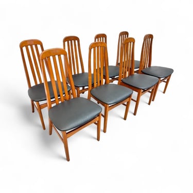 Vintage Danish Modern Eva Style Teak  Dining Chairs - Set of 8 