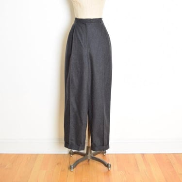 vintage 90s pants Ralph Lauren charcoal gray wool high waist tapered M L 14 