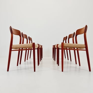 MidCentury Danish teak Dining Chairs Niels O.Moller, 1960s Modell 75 ,Set of 6 
