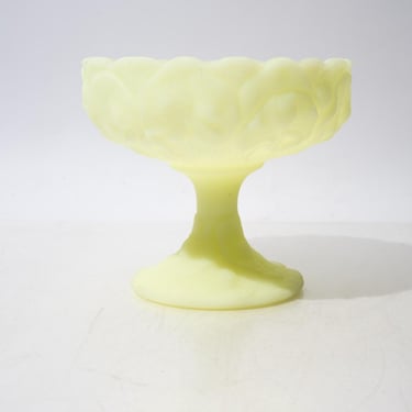 Vintage Custard Glass Compote, Fenton, Uranium Glass 
