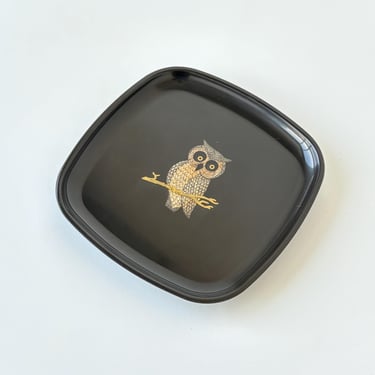 Vintage MCM Couroc of Monterey Owl Tray 