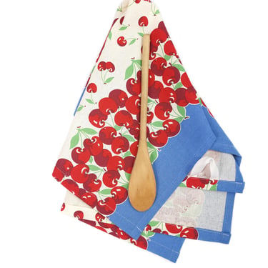 Vintage Inspired Cherry Tea Towel: Retro Kitchen Decor 