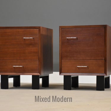 Refinished Walnut Nightstands by George Nelson for Herman Miller - A Pair 