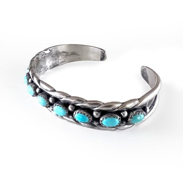 Turquoise and Sterling Silver Bracelet, Wilton Carviso, Native American Jewelry, Navajo Cuff Bracelet, Estate Jewelry, Gift for Her 