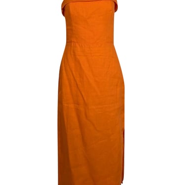 Reformation - Orange Strapless Linen Midi Dress Sz 6