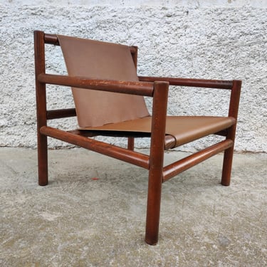 Vintage Brown Leather Armchair /Mid Century Lounge Cocktail Armchair/Brown Leather Armchair/ Vintage Furniture/Yugoslavia/ Branko Ursic 60s 