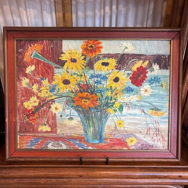 1946 Floral Still Life Oil Painting