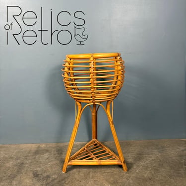 Tall Bamboo Cane Jardinière Planter Mid Century Vintage Retro MCM 