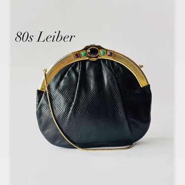 vintage Judith Leiber convertible clutch or shoulder bag in Karung exotic snake skin gold tone hardware 