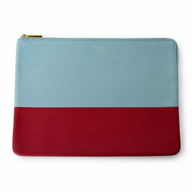 Celine Phoebe Philo Bi-Color Solo Clutch Bag in Red & Light Blue Leather