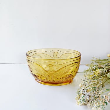 Vintage L. E. Smith Glass American Eagle Hermitage Oval Bowl/ Americana Amber Trinket Dish/ 1970s MCM Kitchen/ Bicentennial Patriotic 