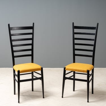 Pair of Gio Ponti Style Ladder Back Chairs