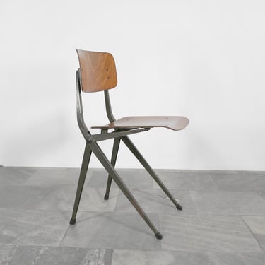 Vintage Ynske Kooistra Mark Siepel Makro S201 Spinstoel Dining Chair Compass Plywood Loft Style Home Office Desk Industrial Modernist Grey 