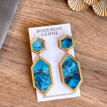 Ada Statement Earrings-Turquoise