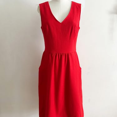 Vintage 1980s Lanz Red Wool Jumper Dress / S 