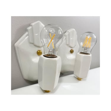 Refurbished Art Deco Wall Sconces for Bath - Pair - 1920's 1930's - Porcelier - Ivory - Rewired for Hard Wire Use 