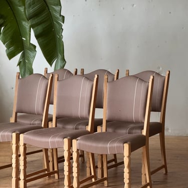 Set of 6 Danish Oak Dining Chairs by Henning Kjaernulf #3697