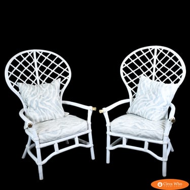 Pair of Ballon Back Rattan Chairs