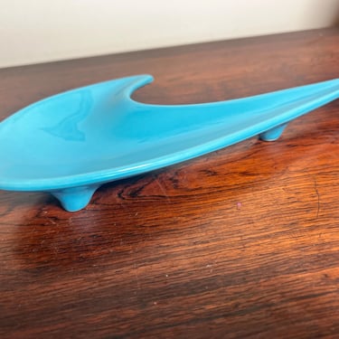 Mid Century Modern Newport Swoosh Boomerang Ashtray Blue 