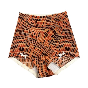 Vintage 1960s' geometric tiger orange print panties shapewear XXS Charmode Sears 