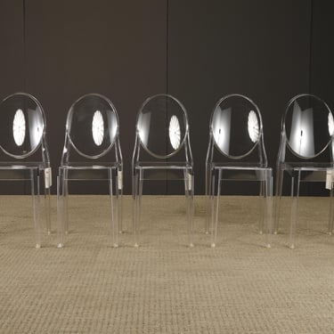 RESERVED FOR RO Kartell Victoria Ghost Chairs Clear Philippe Starck Acrylic Dining Chairs - Set of 3 (New Old Stock) 