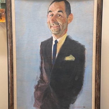 Signed 1969 Emery Clarke Oil Painting Original Mid Century Caricature Portrait 