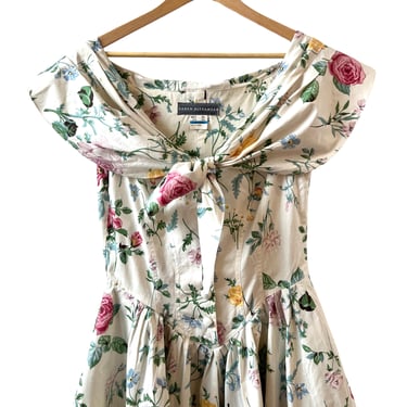 80s Vintage Karen Alexander Floral Cottagecore Cotton Dress, ize 10 