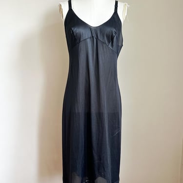 Vintage 1980s Black Full Slip / Slip Dress / S 