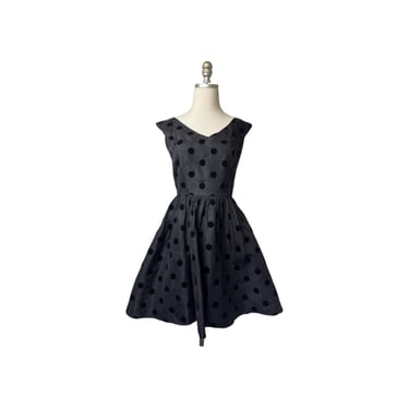 1980s Black Polka Dot Mini Dress 