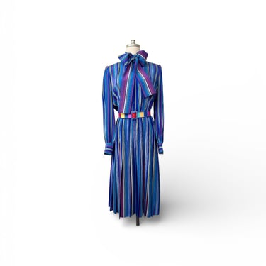 1980s Givenchy Striped Silk Dress with Belt 