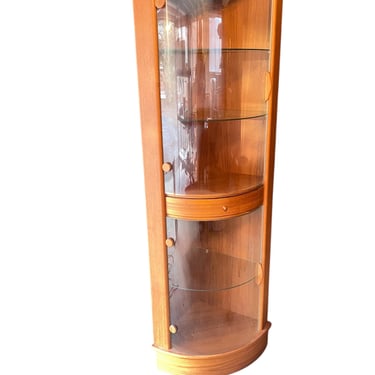 Danish Mid Century Modern Teak China Corner Cabinet 