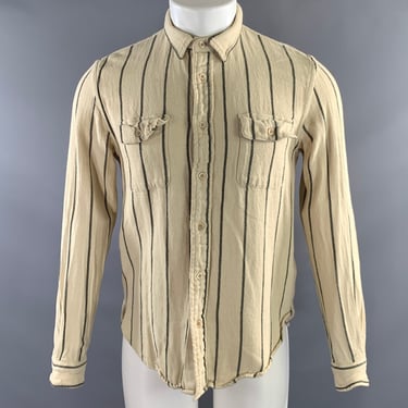 LEVI'S VINTAGE CLOTHING Size S Cream Black Stripe Cotton Long Sleeve Shirt