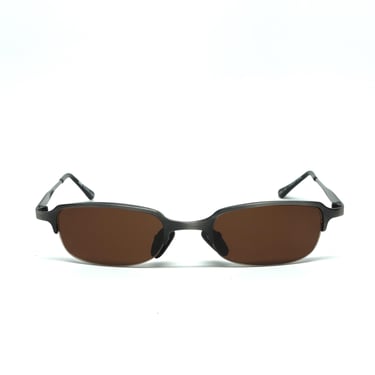 Authentic Vintage 90s Narrow Bronze Wraparound Visor Deadstock Sunglasses 